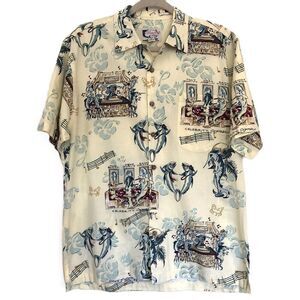 Men's Hawaiian Shirt Size M Bluewater Wear Bobby Keys Barracuda Piano Bar